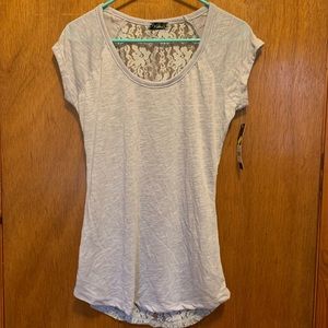NWT Women’s size L grey tee with lace back fits M